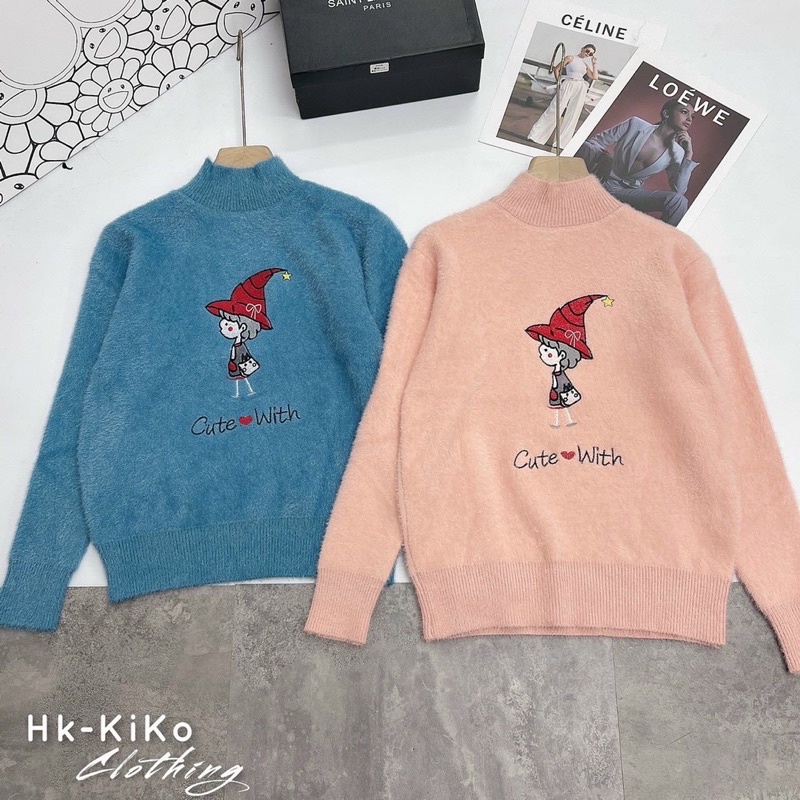 Áo len lông hình thêu nổi