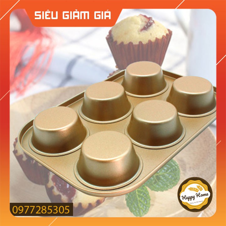 Khuôn / Khay nướng bánh cupcake muffin chống dính 6 ô CHẤT LƯỢNG CAO