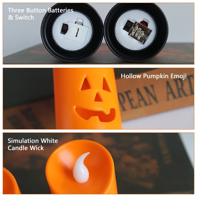 Đèn Nến Led Hình Quả Bí Ngô Trang Trí Halloween