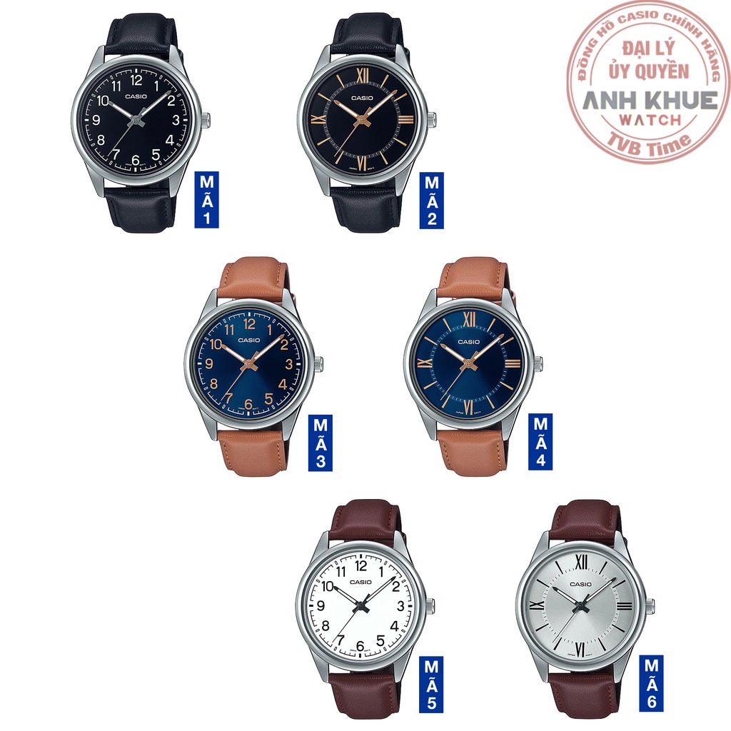 Đồng hồ nam dây da Casio Standard chính hãng Anh Khuê MTP-V005 Series