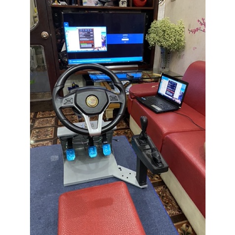 Vô lăng game Victor 2 Chân đế to chắc chắn quay 1080 Kèm Cần Số 5 số 1 số lùi, chân ga, côn, phanh Tập lái xe - học lái