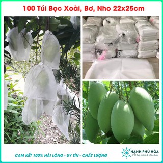100 Túi Vải Lưới Bọc Xoài, Bơ, Nho 22x25cm Siêu Bền -Chống Ruồi, Chim, Côn Trùng Hút Chích, Chịu Nắng Mưa Quanh Năm
