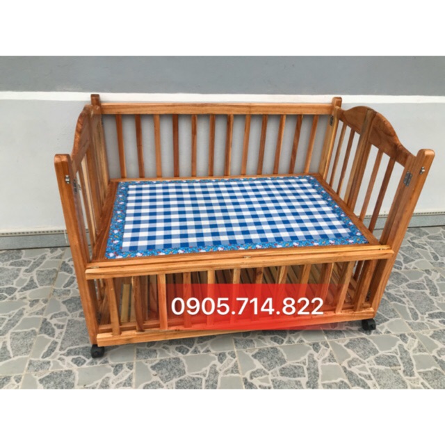 Gường cũi 2 tầng xếp gọn được (120x75x87cm) vừa làm giường vừa làm cũi tặng kèm giường lưới.Có bán kèm màn nếu khách cần