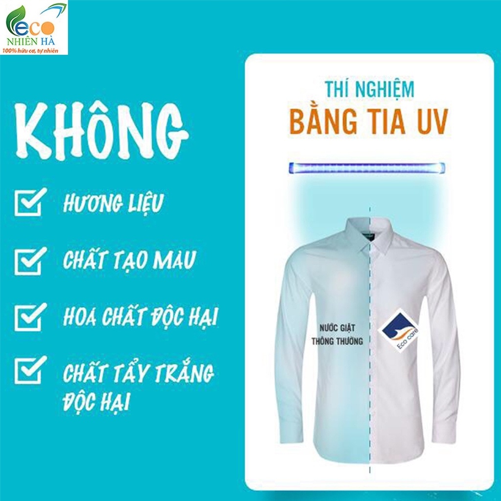 Nước giặt hữu cơ ECOCARE 2L tinh dầu bưởi, nước giặt xả an toàn cho bé, không hại da tay