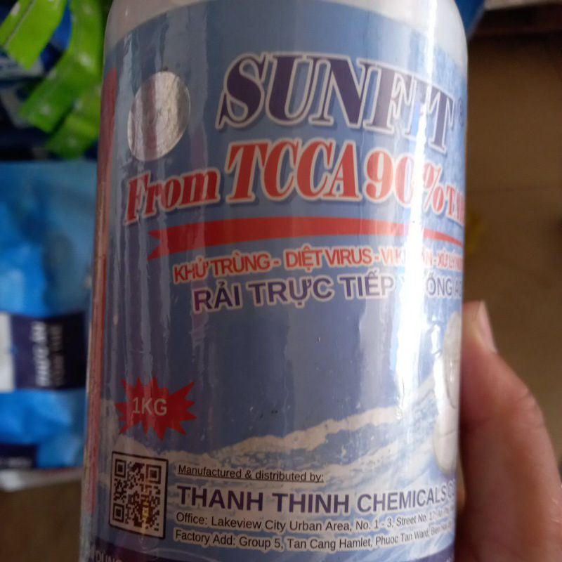 TCCA 90%, làm sạch nước, trong nước,sạch môi trường lon 1kg