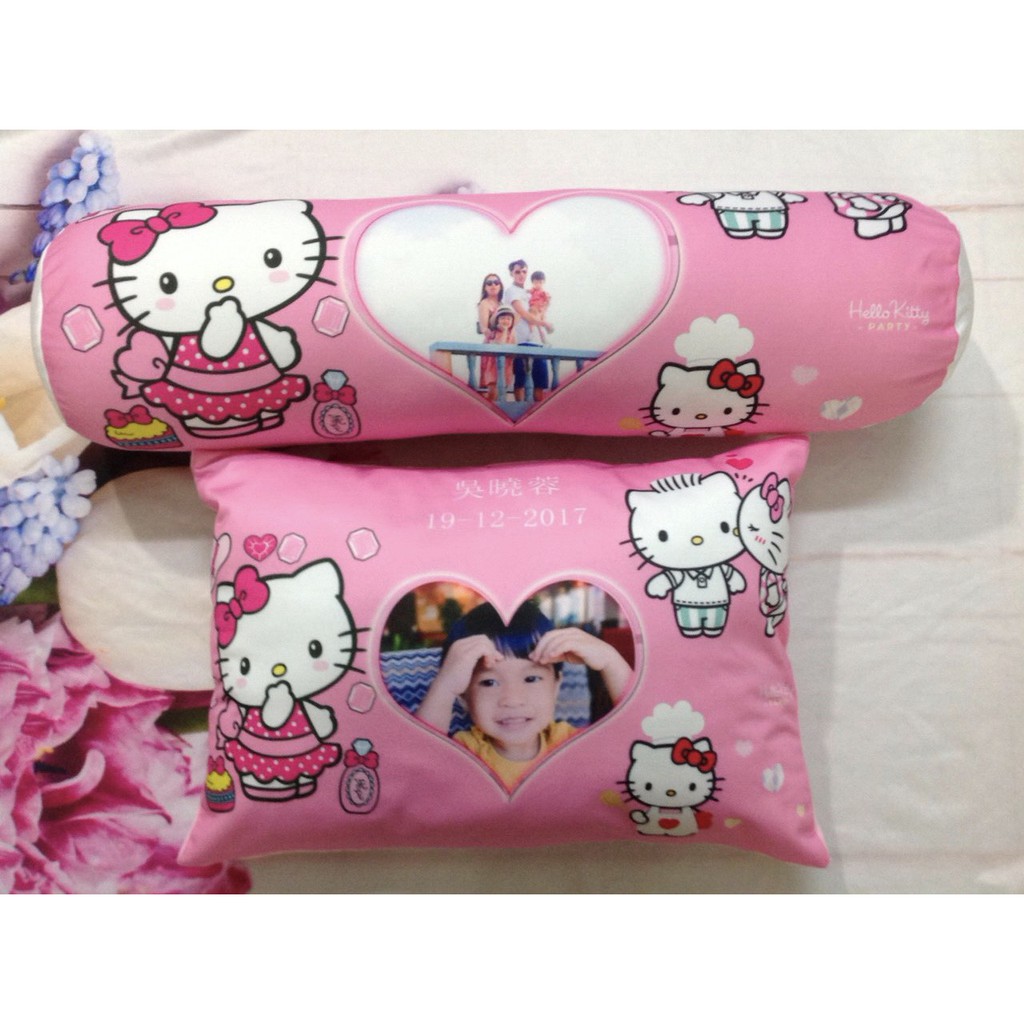 Set gối nằm 35-50cm và gối ôm 65cm in ảnh bé (mẫu Hello Kitty)