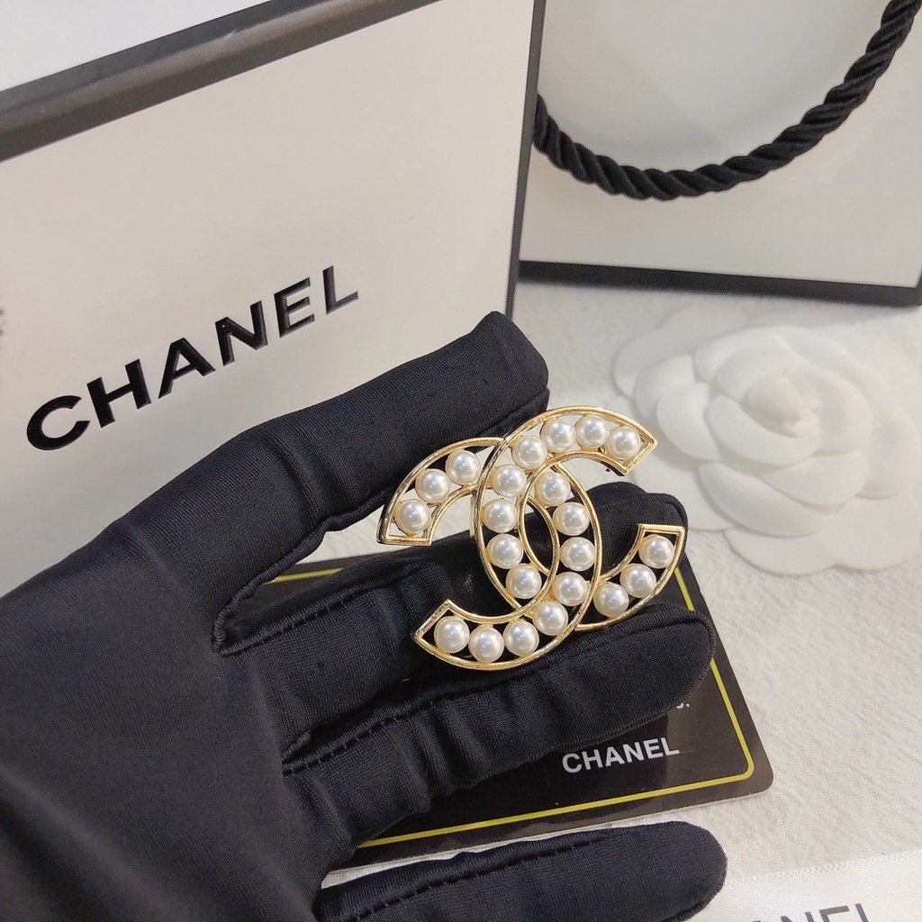 Ghim Cài Áo Hình Chữ C Đính Ngọc Trai Giả Thời Trang