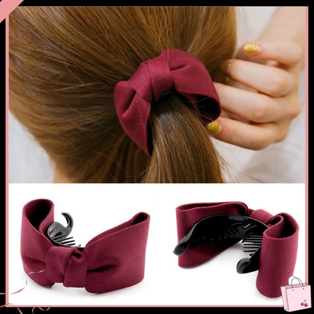 Kẹp Tóc Càng Cua Đính Nơ Lớn Màu Trơn Cho Nữ