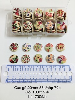 Hộp cúc gỗ size 20mm