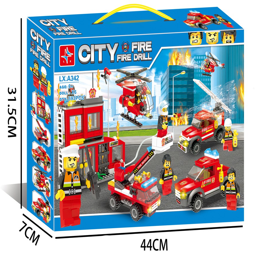 Lego Ghép Hình Đội Cảnh Sát Cứu Hỏa 593PCS LXA342