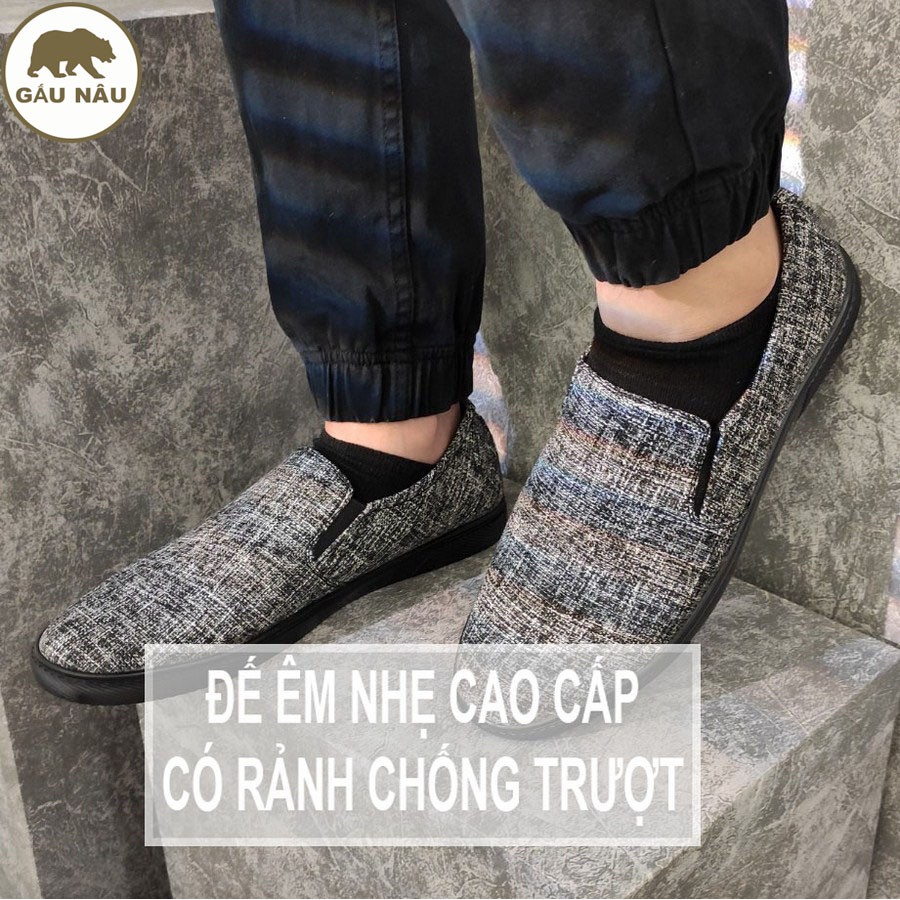 Giày lười nam thân vải siêu tốt đế chống trượt thơi trang GN213 Gấu nâu | WebRaoVat - webraovat.net.vn