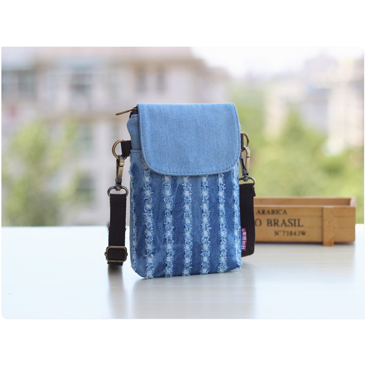 Túi Vải Denim Đeo Chéo Đựng Điện Thoại Iphone 12 / 2023 Phong Cách Mới