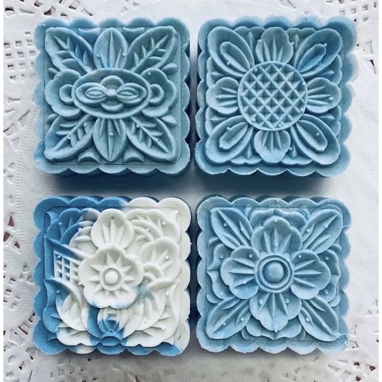 Khuôn trung thu lò xo 4 mặt vuông hoa văn 125g (M264)