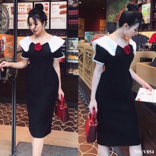Váy tiểu thư cổ tim sang chảnh