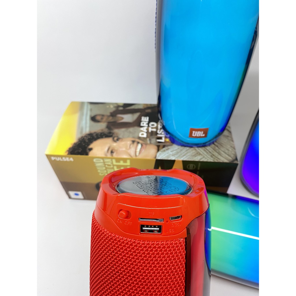 Loa bluetooth Pulse 4, siêu bass, đèn nháy theo nhạc. 3 màu: Đỏ - Đen - Xanh. Bảo hành 6 tháng lỗi 1 đổi 1