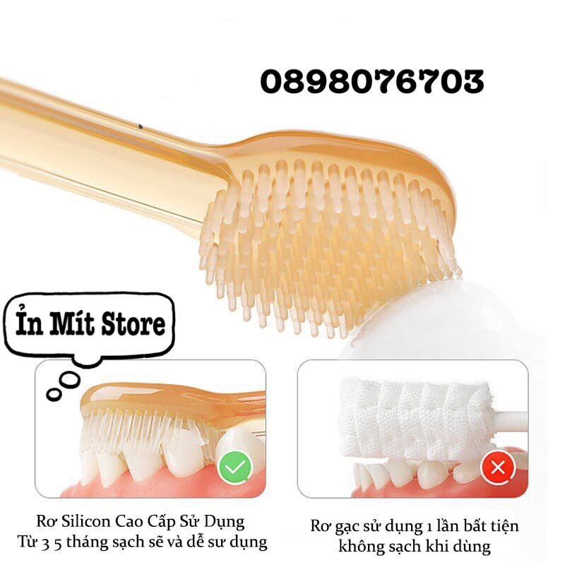 Sét Rơ Lưỡi + Bàn Chải Silicon Cho Bé 0-18 THÁNG shop bố bống