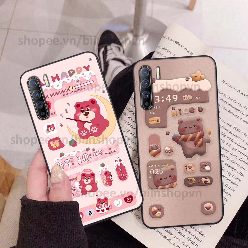 Ốp Oppo Reno3 / Reno3 Pro / Reno 3 in 3D icon gấu nổi siêu xinh, siêu đáng yêu, cá tính phong cách