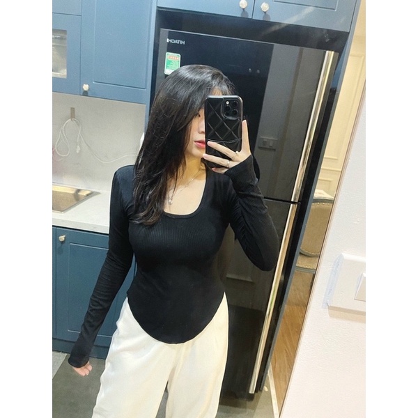 Áo len tăm dài tay vạt bầu basic | BigBuy360 - bigbuy360.vn