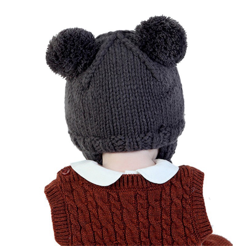 Nón đan len hình con gấu giữ ấm cho bé