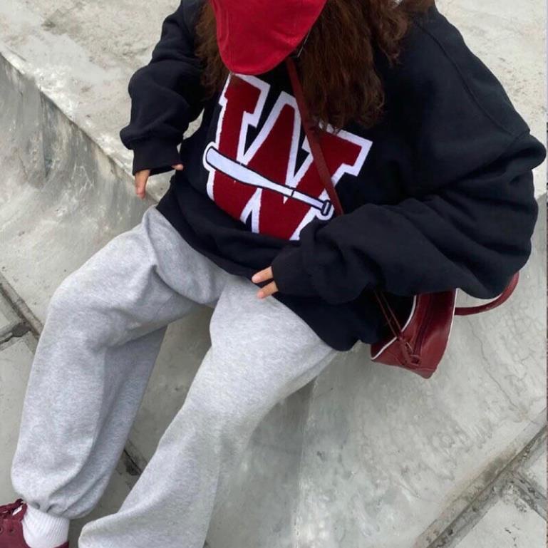 Set Bộ Áo Nỉ Sweater W Quần Bom Ulzzang Unisex Nam Nữ Siêu Hot(Hàng Sẵn)