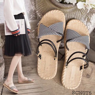 Sandal Đế Giả Cói Siêu Êm, Quai Phối Caro Đi 2 Kiểu Cực Xinh