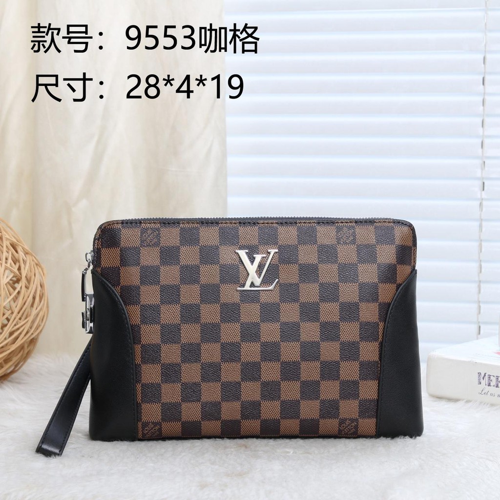 LV Clutch Bag Casual Leather Zipper Coin Purse Envelope Bags Big Capacity Phone Pouch Bag