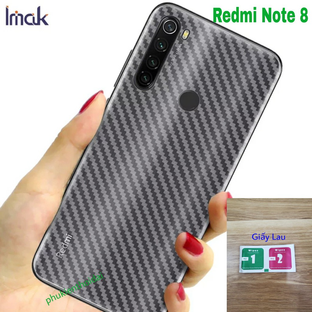 Dán lưng Carbon Redmi Note 8 / Redmi 9T chống xước chống mồ hôi vân tay ( tặng giấy lau )