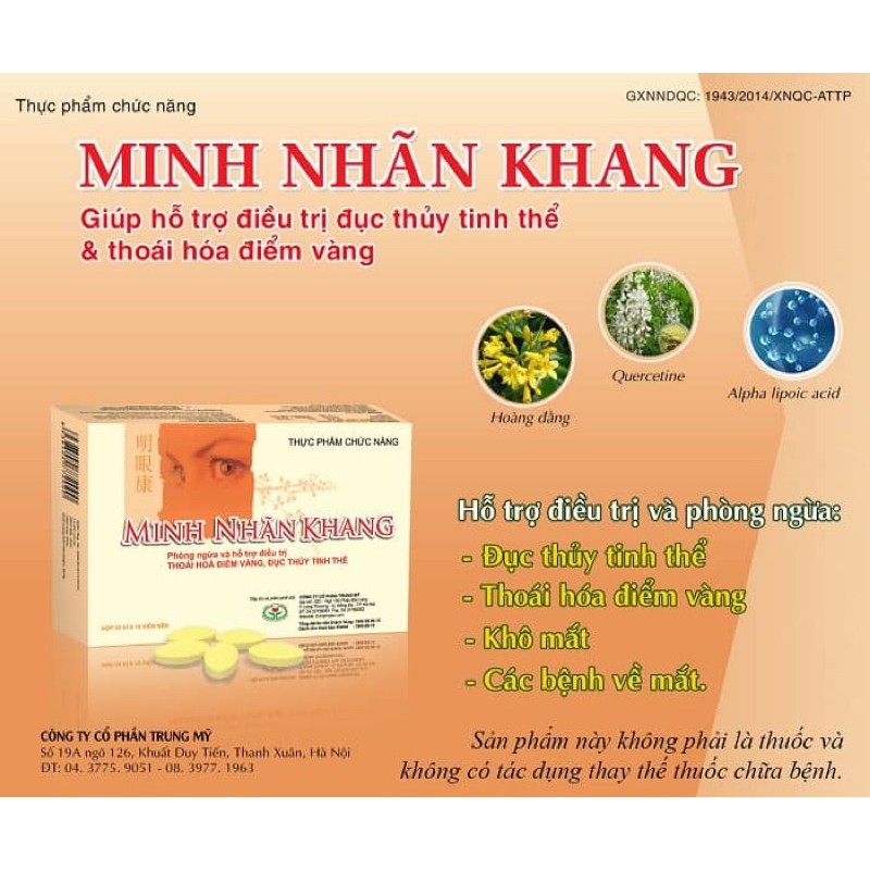[Tích điểm chính hãng] Minh Nhãn Khang - Hộp 30 viên giúp tăng cường thị lực