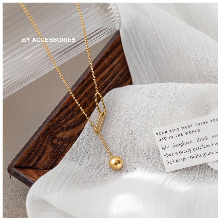 Dây chuyền titan chuỗi bi phối xích rỗng và mặt bi tròn không gỉ