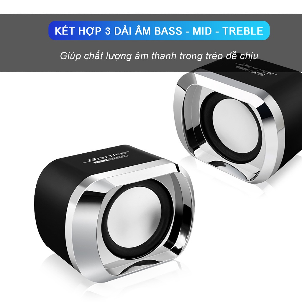 Loa máy tính có dây để bàn SIDOTECH XD12 mini âm thanh nổi 3 dải âm bass mid treble sống động chất liệu ABS – Chính hãng