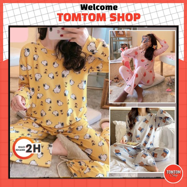 Đồ ngủ nữ dài tay thun cotton, Đồ bộ nữ dài tay dễ thương