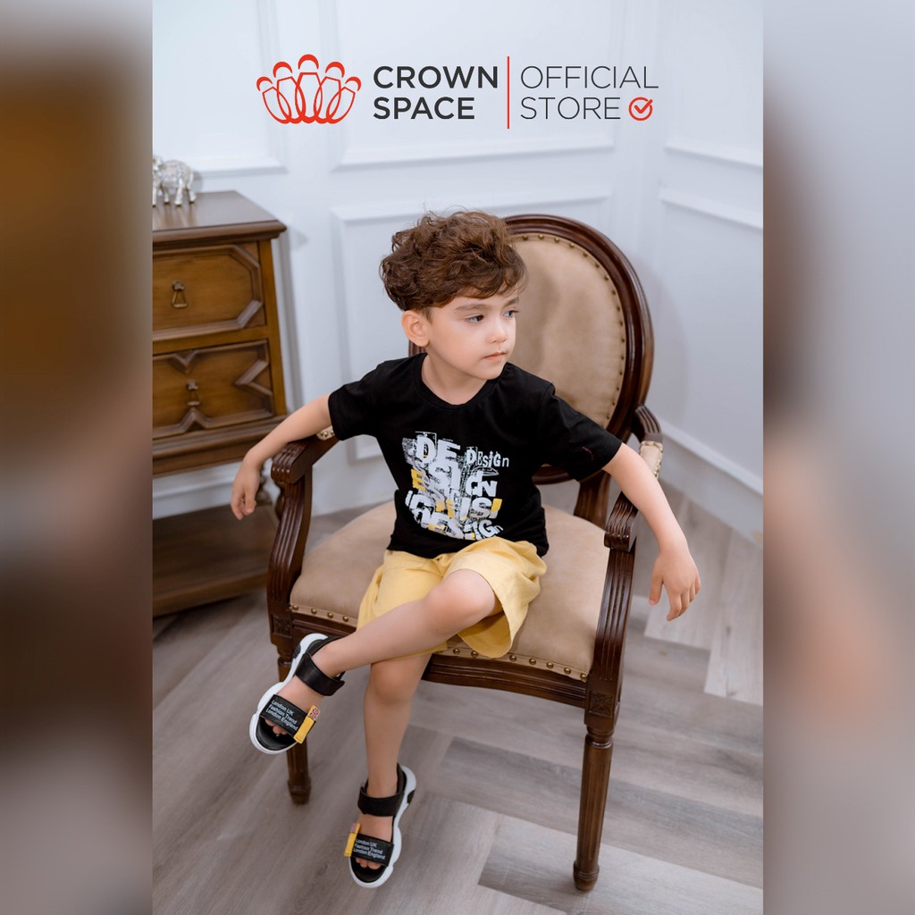 Áo Phông Cổ Tròn Dành Cho Bé Trai Crown Space CKBS2110706 Cotton Thoáng Mát Size 4-8