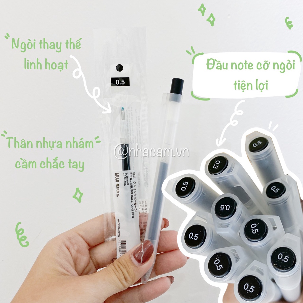 Bút Gel Muji Bấm Mau Khô Chính Hãng Nhà Cam (Pick Store, Có Bill)