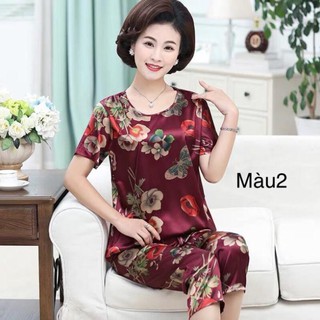 Bộ quần áo lụa trung niên hàng Quảng Châu