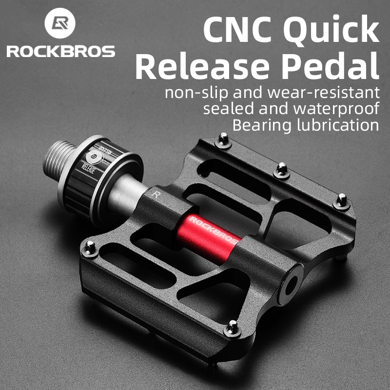 ROCKBROS Bicycle Pedales Mtb Quick Release CNC Rainproof Seal Bearing 8.2cm Widened Non-slip Chrome Molybdenum