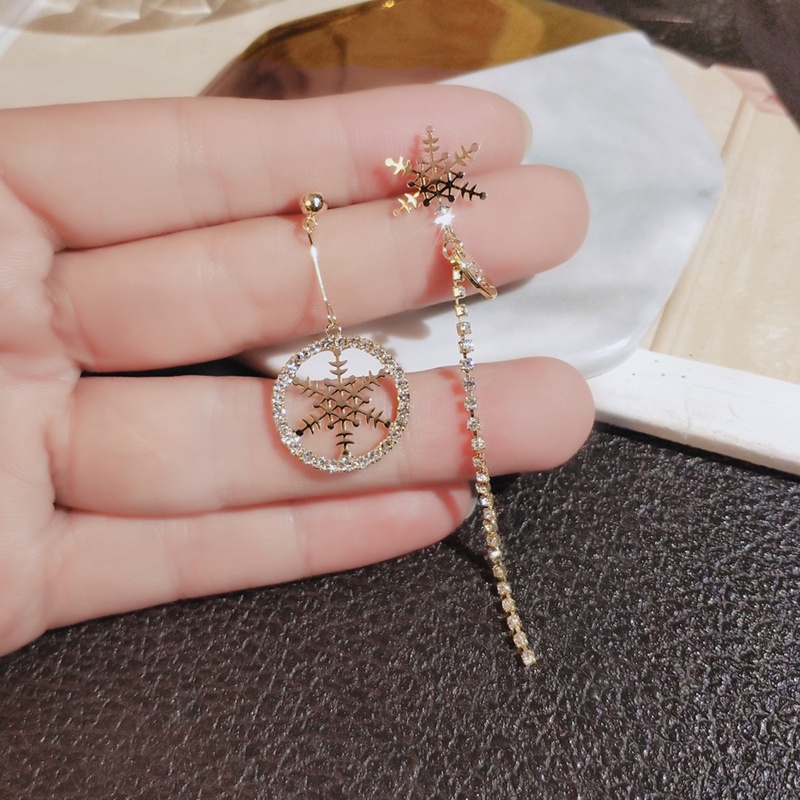 Khuyên tai bạc JIUDUOLAN dáng dài hình bông tuyết thời trang tinh tế cho nữ