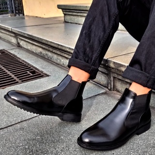 Giày da nam công sở Chelsea boots tăng chiều cao, giày tây nam da bò cao cấp dáng thể thao đi làm đi học form đẹp M1