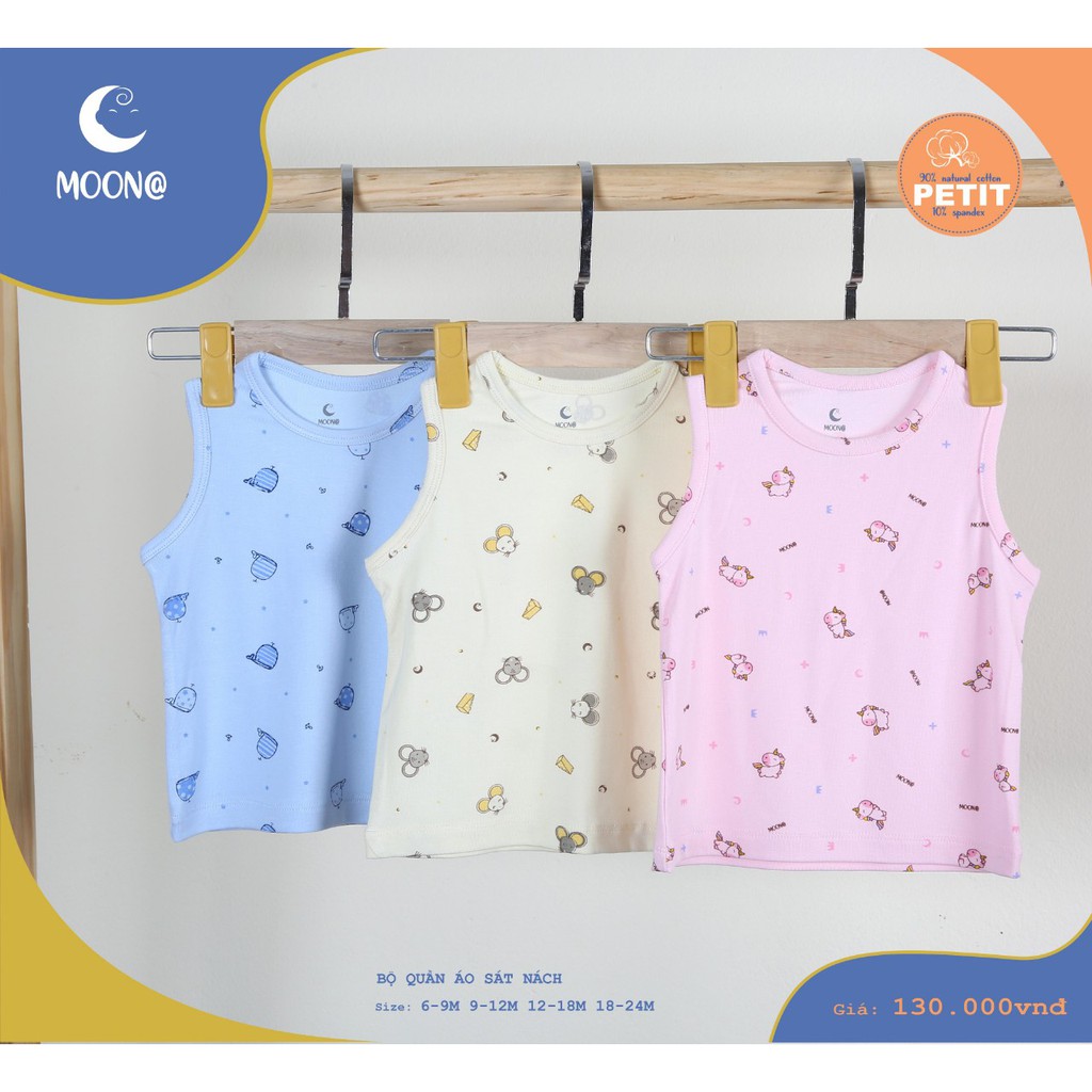 Bộ Sát Nách Moon@ Vải Petit Sợi Tre ( Giống Nous, Bu .. ) Cho Bé Sơ Sinh Cho Trẻ Em từ 5-14kg