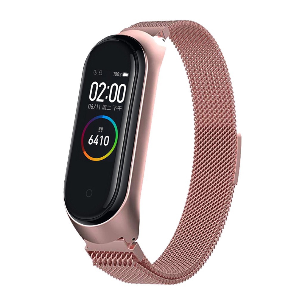 Dây đeo inox JANSIN phong cách Milan thích hợp cho đồng hồ thông minh Xiaomi Mi Band 8 7 6 5 4 miband8