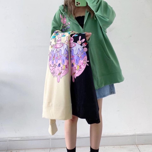 Áo Khoác Nỉ Form Rộng Hành Tinh Thỏ | BigBuy360 - bigbuy360.vn