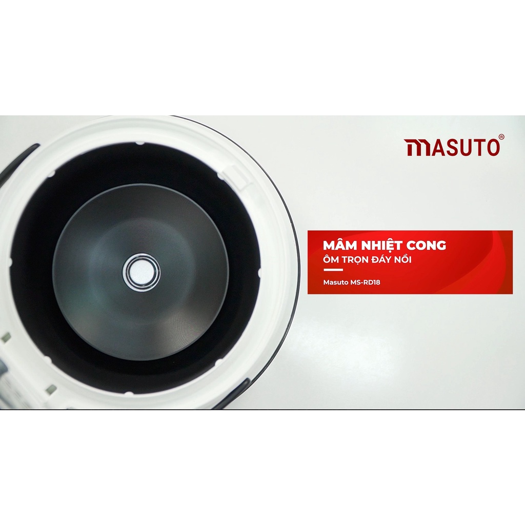 Nồi cơm điện tử lòng niêu Masuto 1,8L nấu ngon vị truyền thống có thể nấu cơm cháy