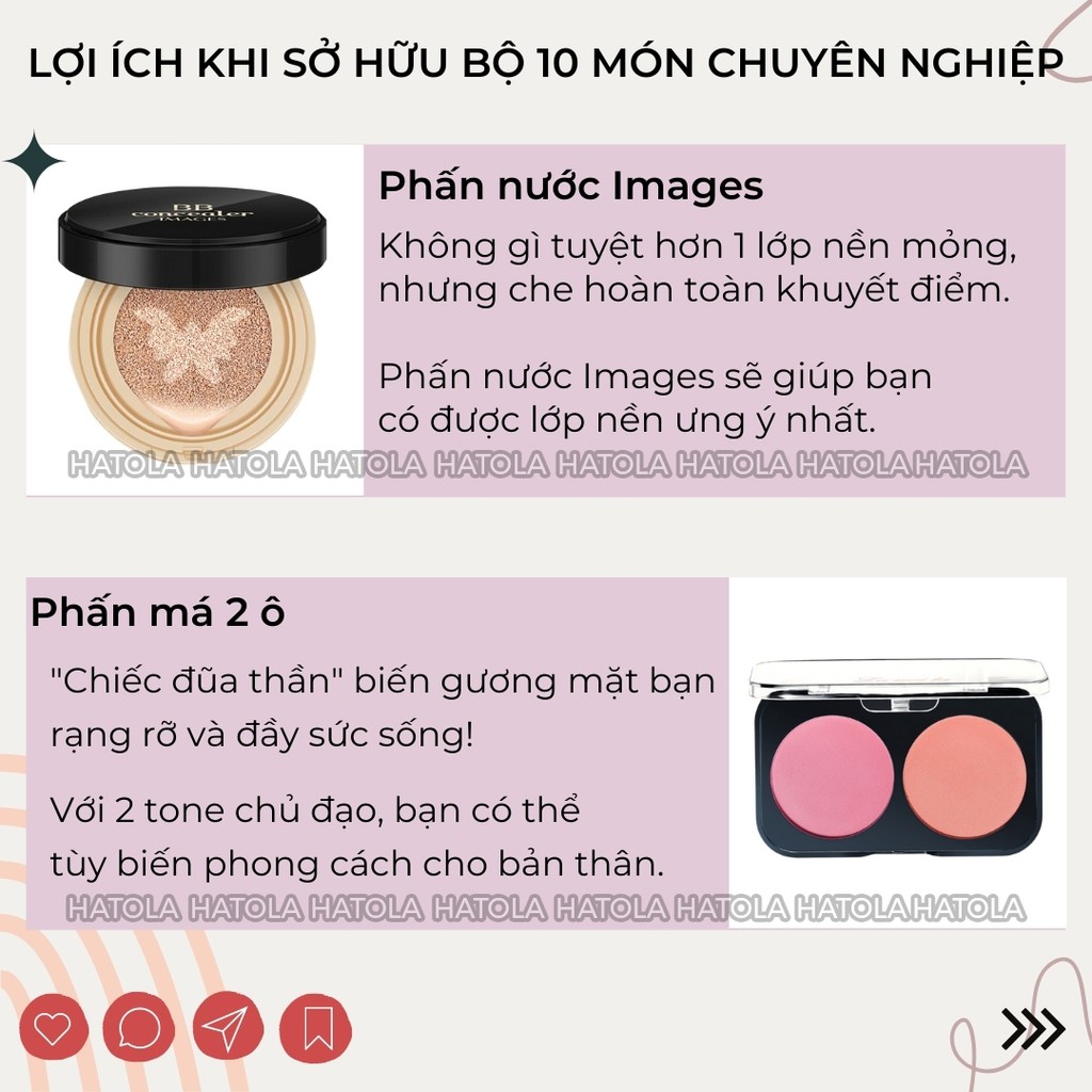 Bộ trang điểm chuyên nghiệp 10 món makeup cơ bản đầy đủ hottrend xài là đẹp Hatola