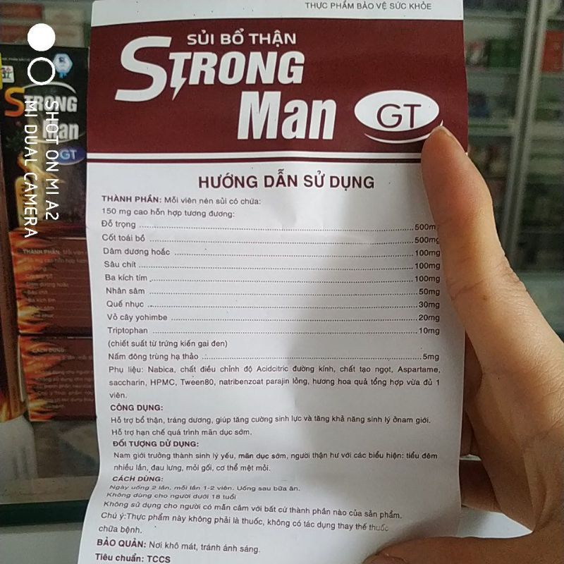 Combo 2hộp Viên sủi Strong Man Bổ thận tráng dương tăng cường sinh lực nam giới