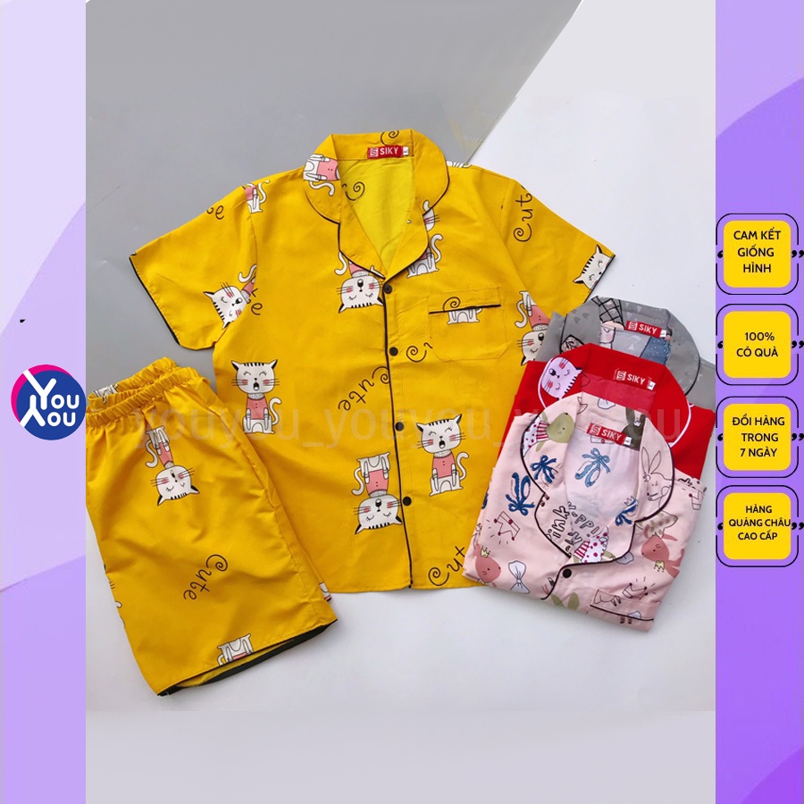 Bộ Ngủ Pijama Mặc Nhà Cộc Tay Chất Mango Thoáng Mát Thấm Hút Mồ Hôi Siêu Tốt Họa Tiết Dễ Thương