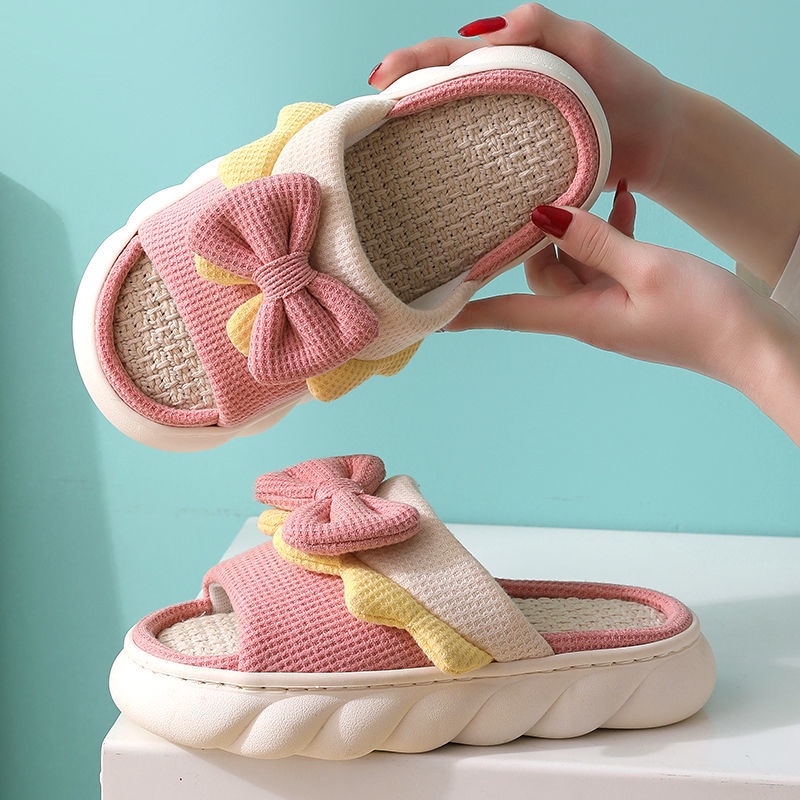 👩🏼‍❤️‍👩🏼Dép Đi Trong Nhà Đế Dày Bằng Vải Lanh Cotton Phong Cách Mới Thời Trang Xuân Thu Cho Nữ Dép xốp thời trang xinh xắn dành cho nữ