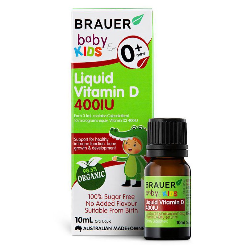 Vitamin D 400IU Dạng Nước Brauer Baby & Kids Liquid Vitamin D 400IU Cho Trẻ Sơ Sinh Và Trẻ Nhỏ Chai (10ML)