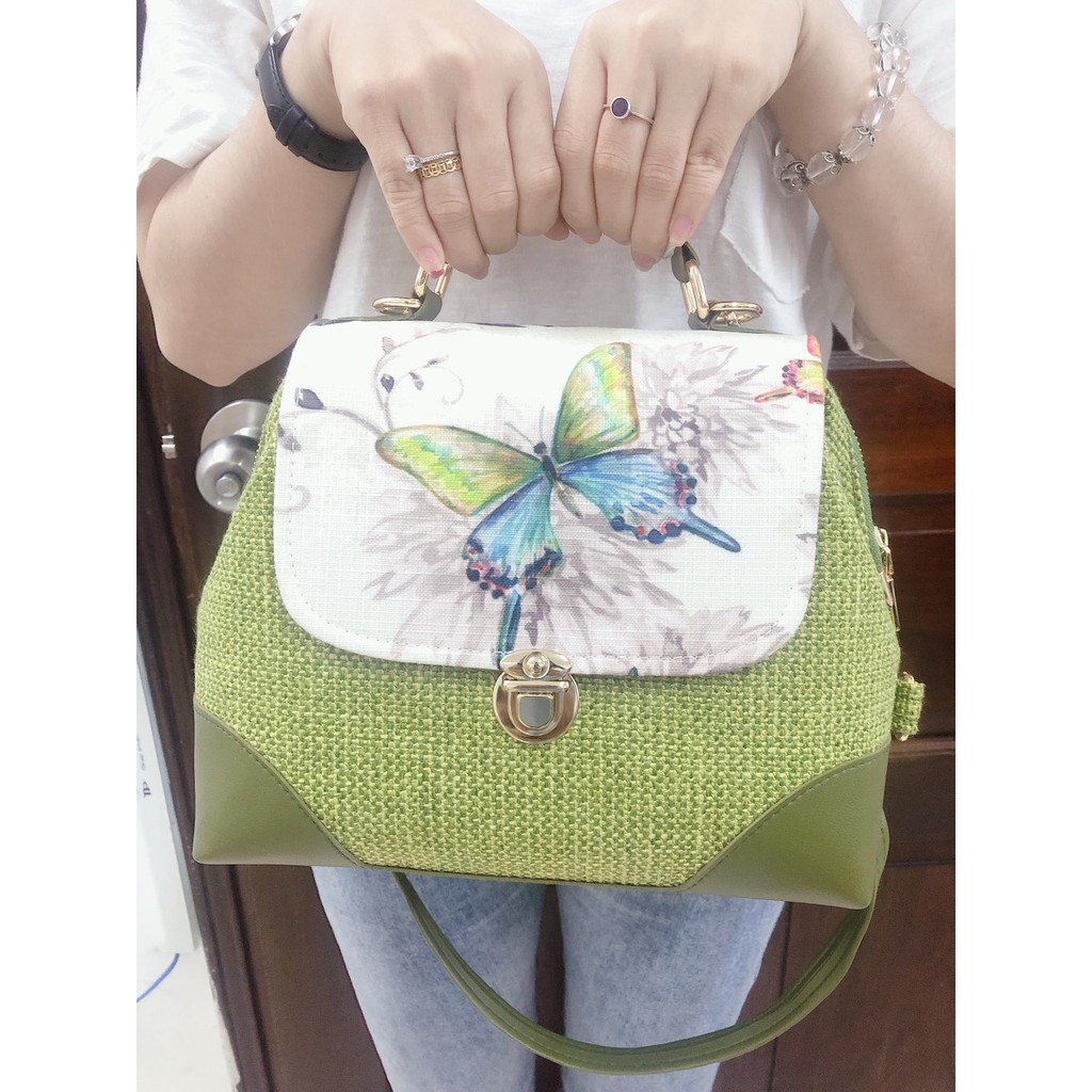 (Handmade) Balo 2 trong 1 nữ họa tiết đáng yêu, chất liệu vải canvas bền bỉ