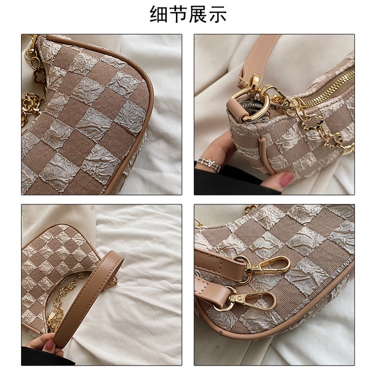 Túi Xách JASMIN NOIR Đeo Chéo Họa Tiết Sọc Caro Thời Trang Cho Nữ