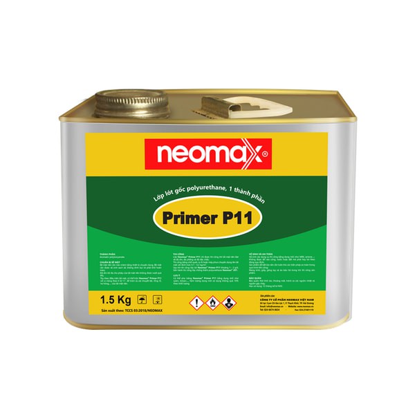 Neomax Primer P11 - Hộp 1.5Kg - Lớp lót gốc polyurethane, một thành phần, dạng lỏng màu vàng nhạt