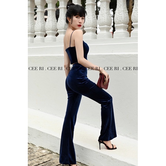 ( ẢNH THẬT - CHỤP BỞI CEE RI ) Set áo crop + quần ống loe nhẹ hack dáng